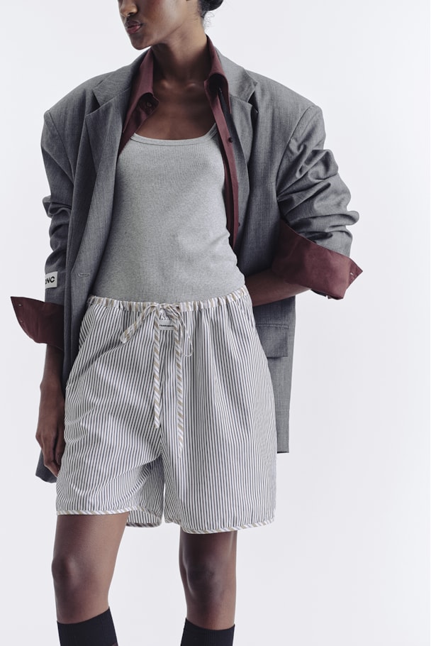 BERMUDA VERO - LISTRA BEGE GRAFITE