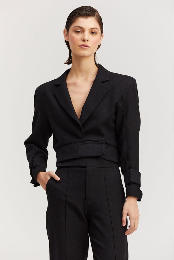 BLAZER CURTO VELCRO PESPONTO - PRETO