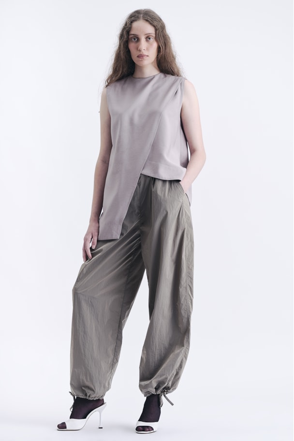 BLUSA ASSIMÉTRICA TWILL - CINZA AÇO