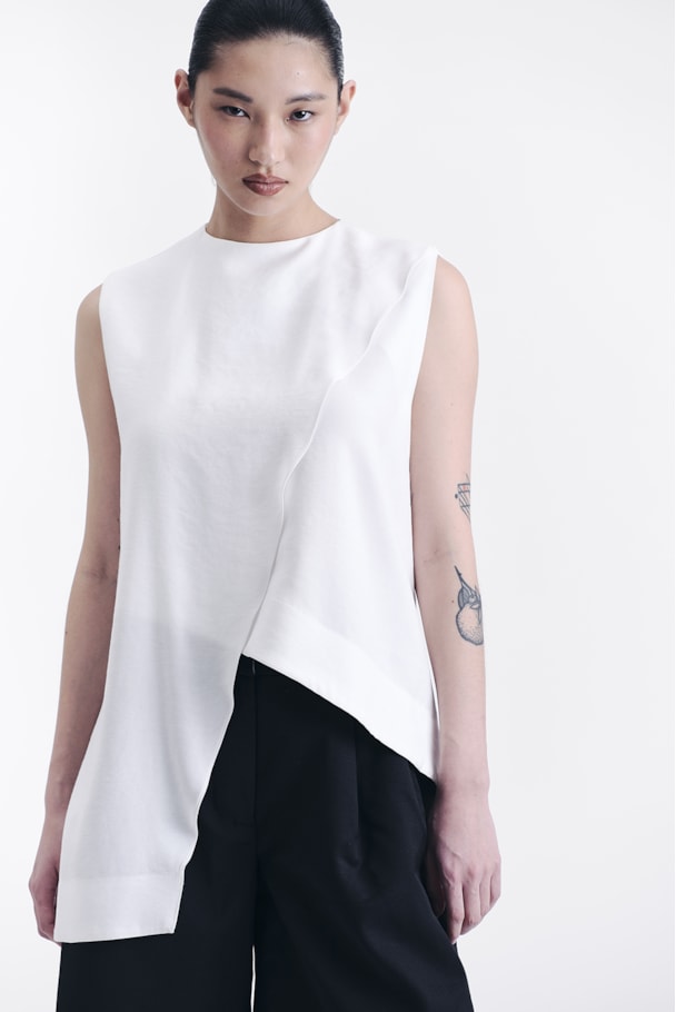 BLUSA ASSIMÉTRICA TWILL - OFF WHITE