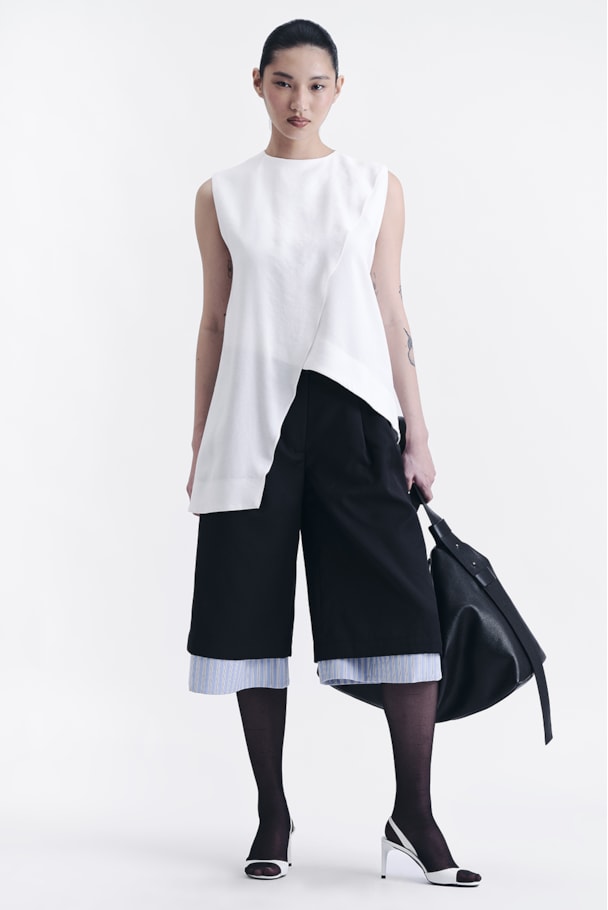 BLUSA ASSIMÉTRICA TWILL - OFF WHITE