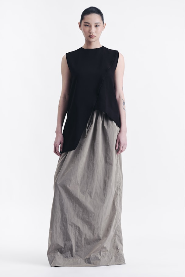 BLUSA ASSIMÉTRICA TWILL - PRETO