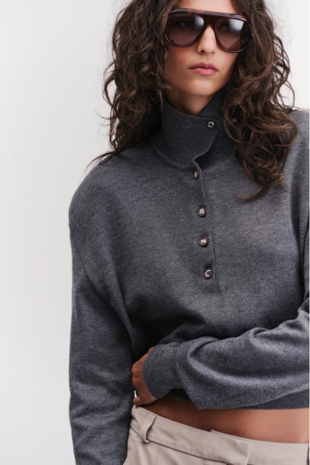 BLUSA POLO TRICOT BASE - GRAFITE