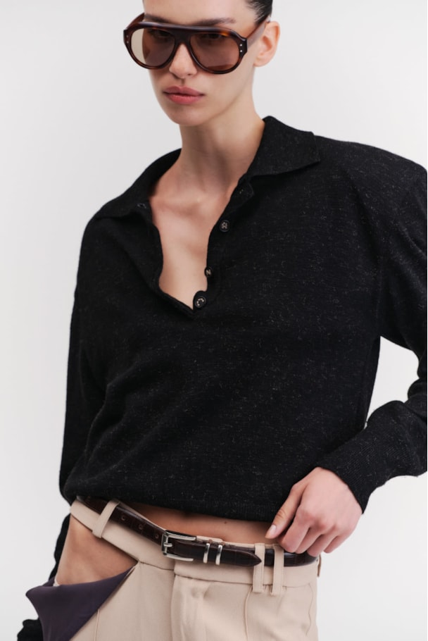 BLUSA POLO TRICOT BASE - PRETO