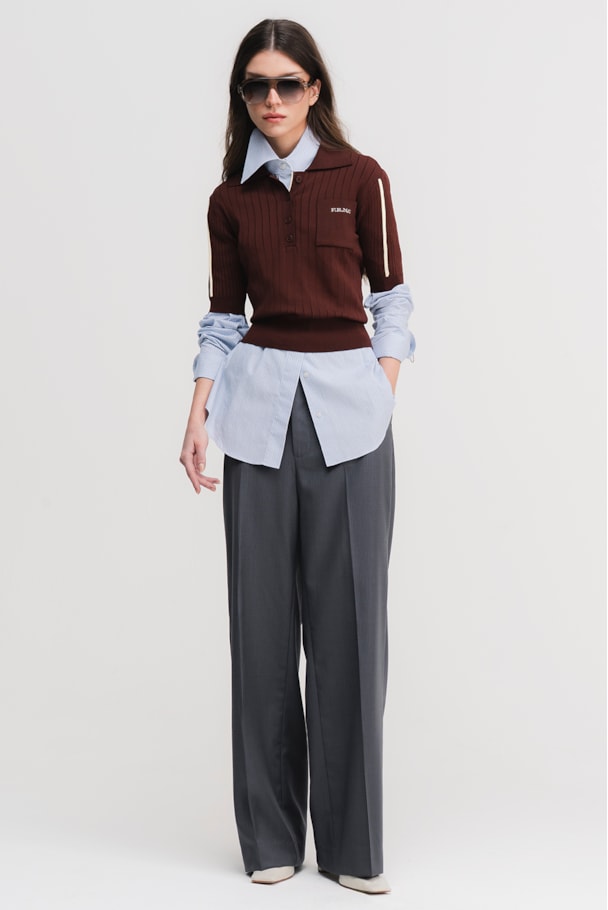 BLUSA POLO TRICOT NIDO - MARROM
