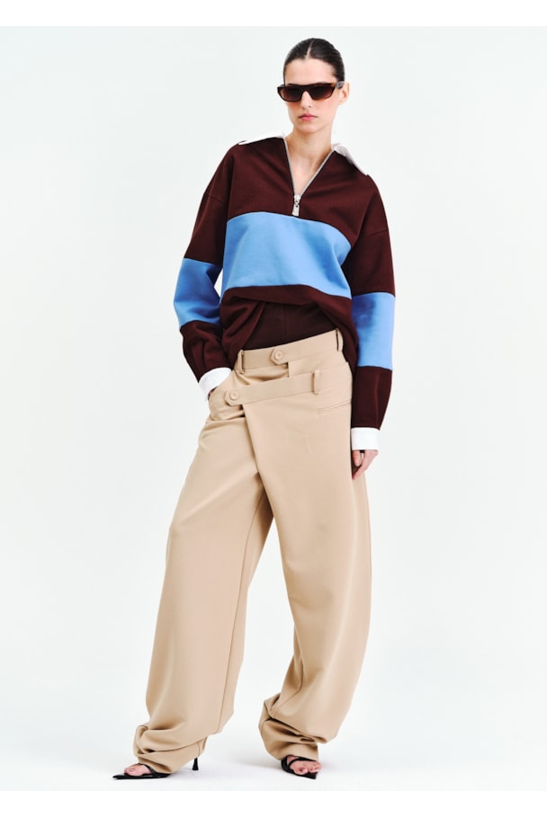 BLUSA POLO ZIPER MIX - MARROM