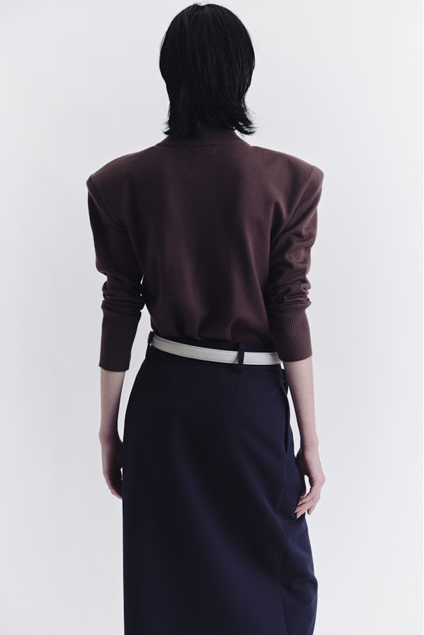 BLUSA TRICOT OMBREIRAS - MARROM