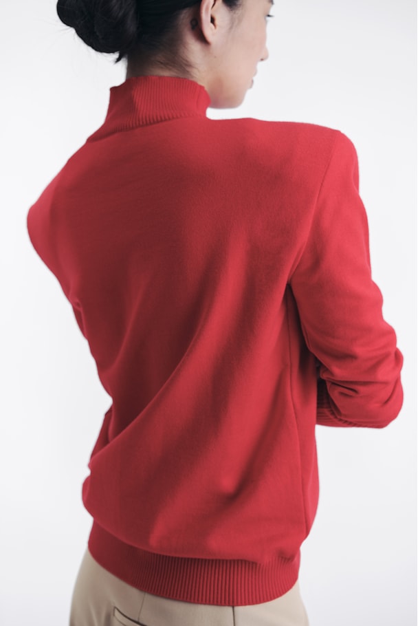 BLUSA TRICOT OMBREIRAS - VERMELHO