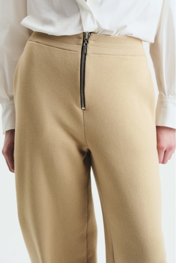 CALÇA MOLETOM ZÍPER - BEGE