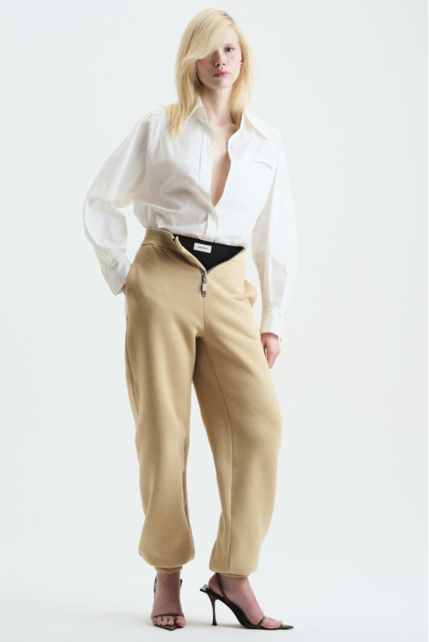 CALÇA MOLETOM ZÍPER - BEGE