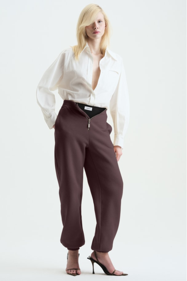 CALÇA MOLETOM ZÍPER - MARROM