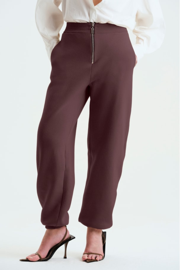 CALÇA MOLETOM ZÍPER - MARROM