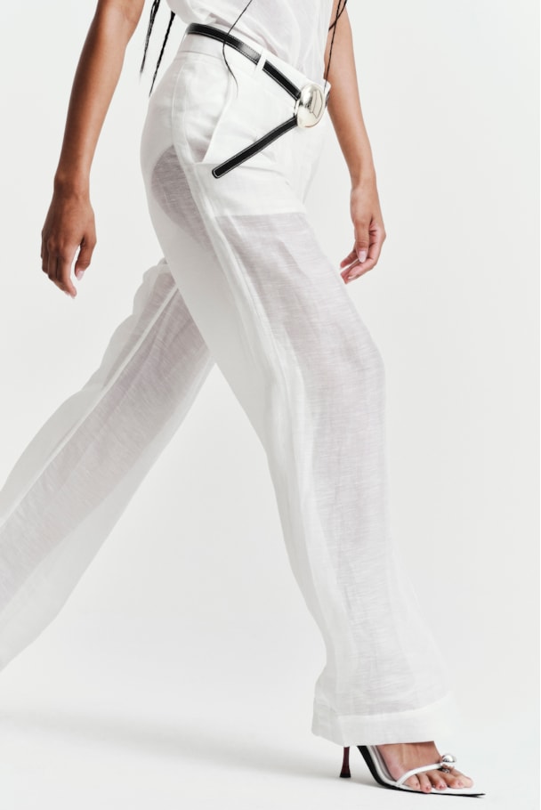 CALÇA RETA ORGANZA - OFF WHITE