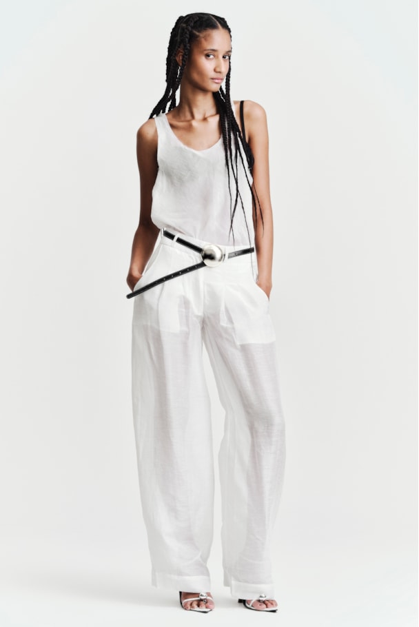 CALÇA RETA ORGANZA - OFF WHITE