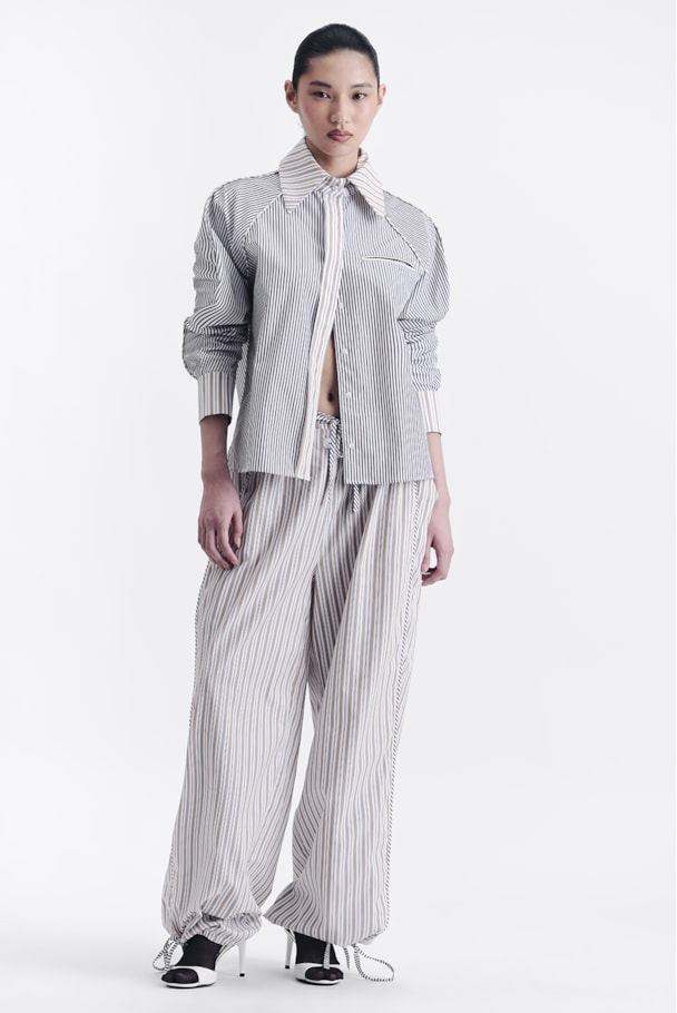 CAMISA EGG FIO TINTO - LISTRA BEGE GRAFITE