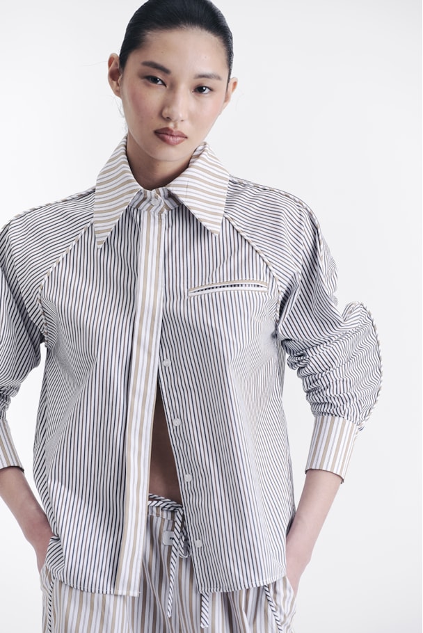 CAMISA EGG FIO TINTO - LISTRA BEGE GRAFITE