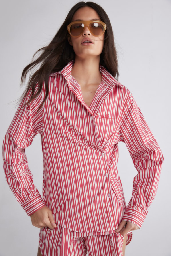 CAMISA NAVAL - LISTRADO VERMELHO