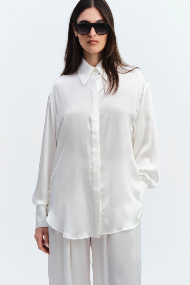 CAMISA OVER SEDA - OFF WHITE