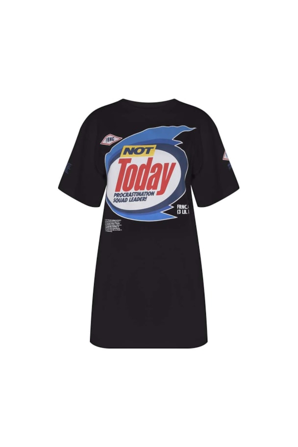 CAMISETA ALONGADA NOT TODAY - PRETO