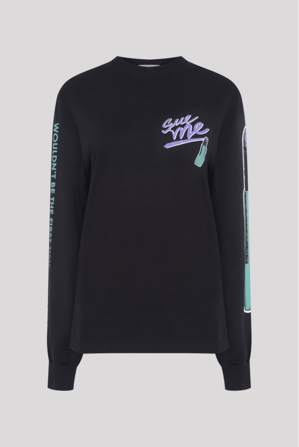 CAMISETA MANGA LONGA SUE ME - PRETO