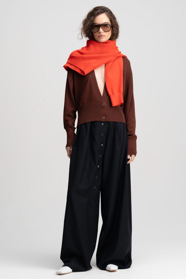 CARDIGAN TRICOT NIDO - MARROM