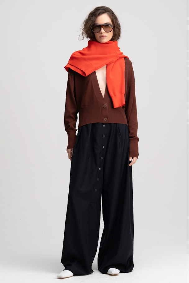 CARDIGAN TRICOT NIDO - MARROM