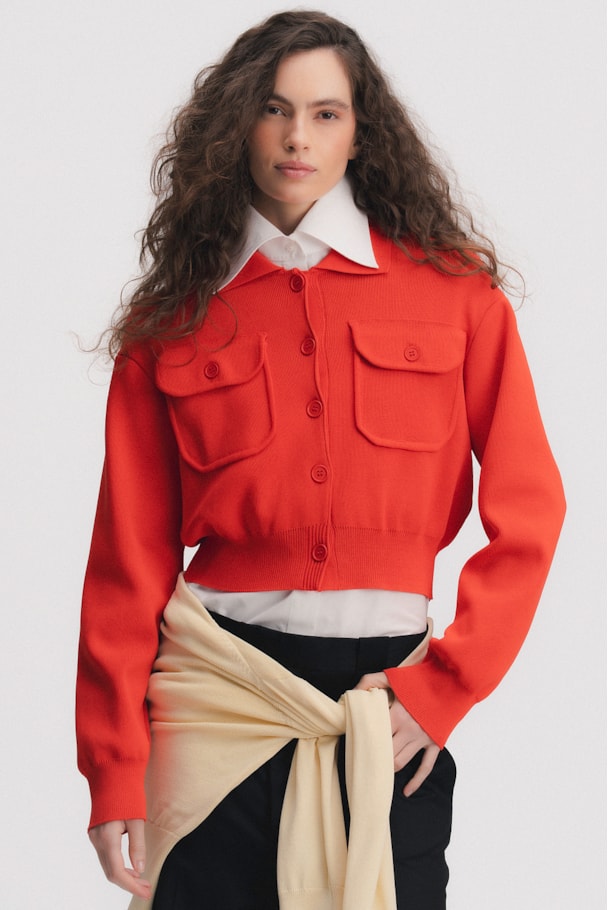 CARDIGAN TRICOT WEFT
                                 - VERMELHO