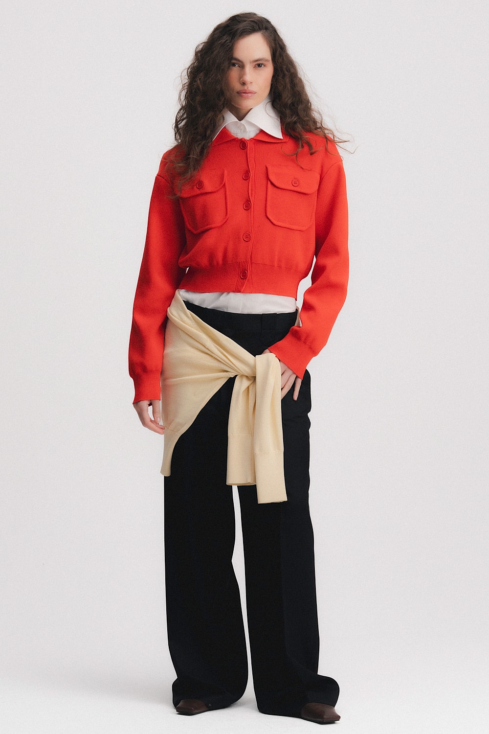 CARDIGAN TRICOT WEFT
                             - VERMELHO