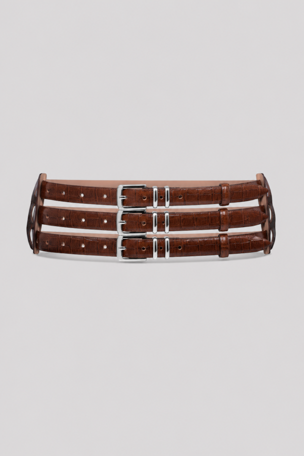 CINTO TRIPLO CROCO - MARROM