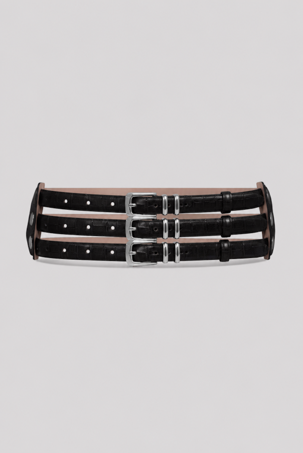 CINTO TRIPLO CROCO - PRETO