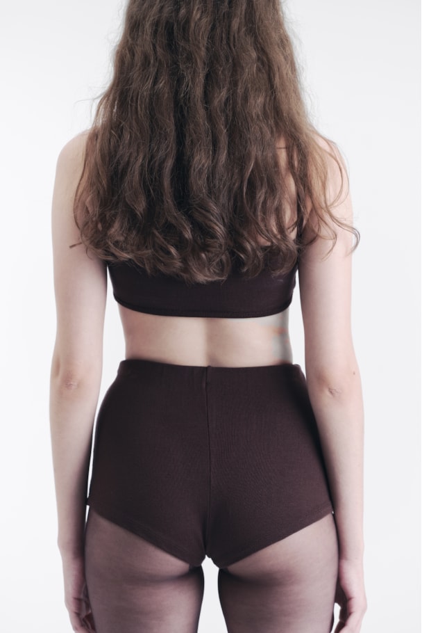 HOT PANT TRICOT - MARROM