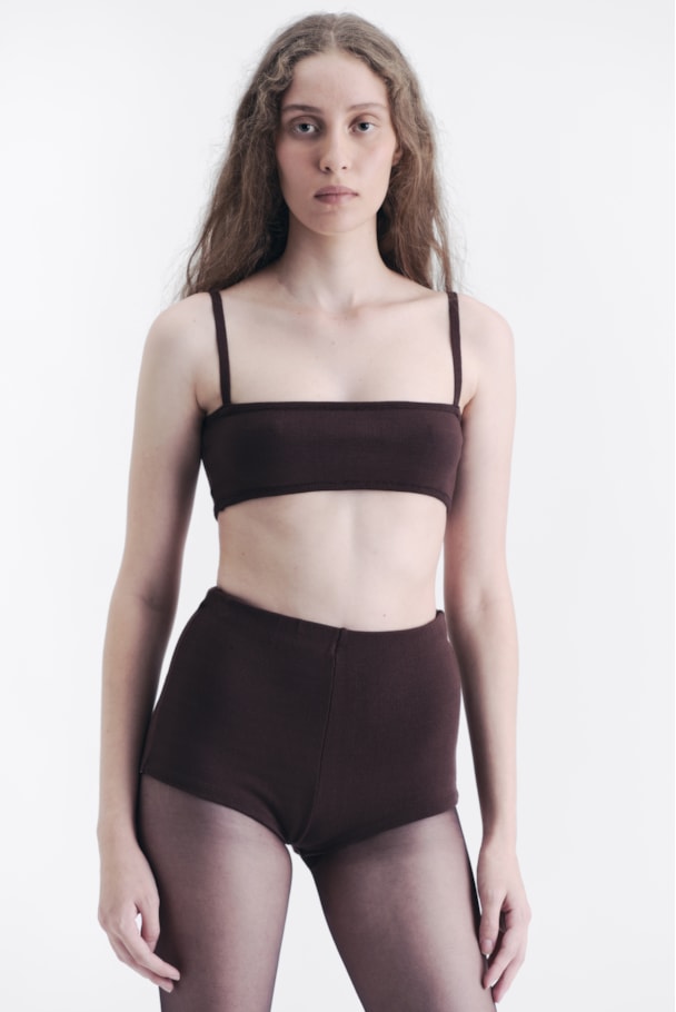 HOT PANT TRICOT - MARROM