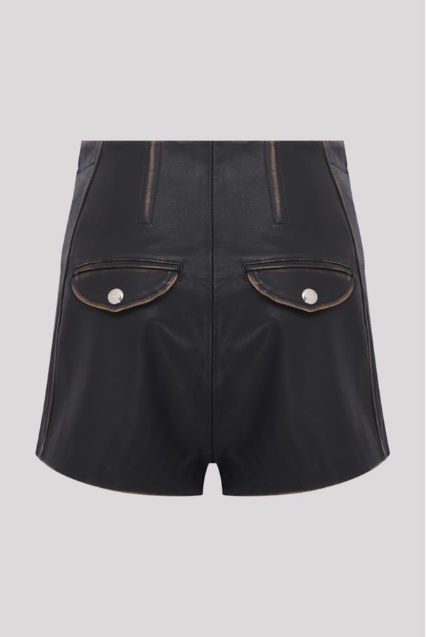 HOT PANTS COURO RIFT - PRETO