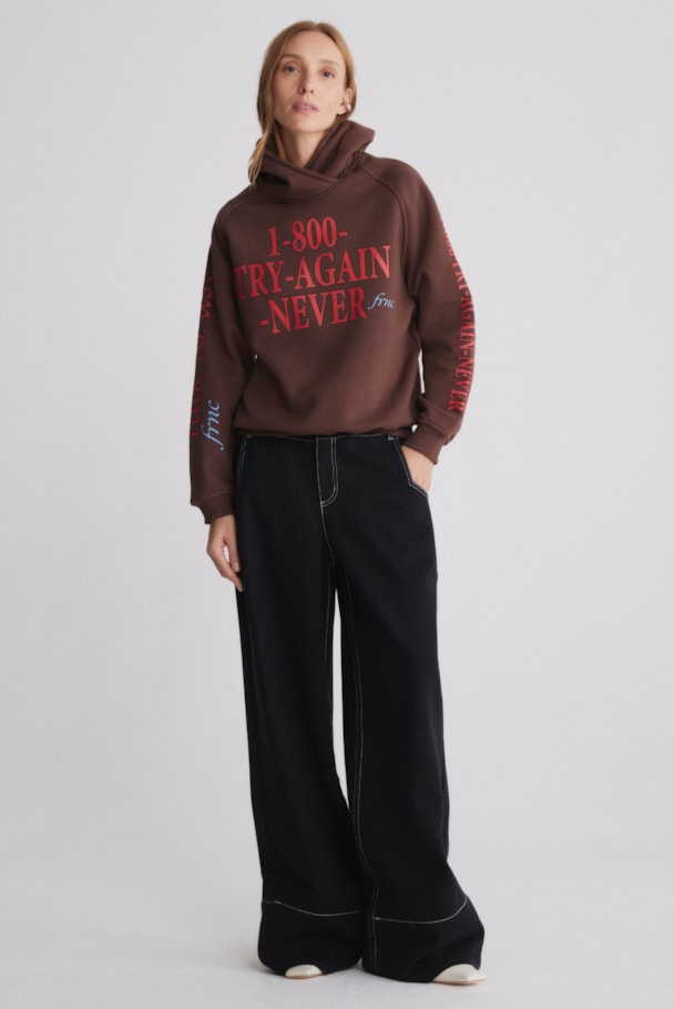 MOLETOM CAPUZ TRY AGAIN - MARROM