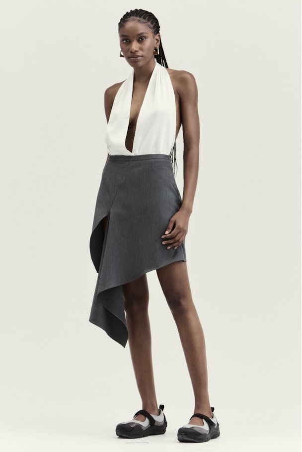 SAIA ASSIMÉTRICA VESTON - CINZA AÇO