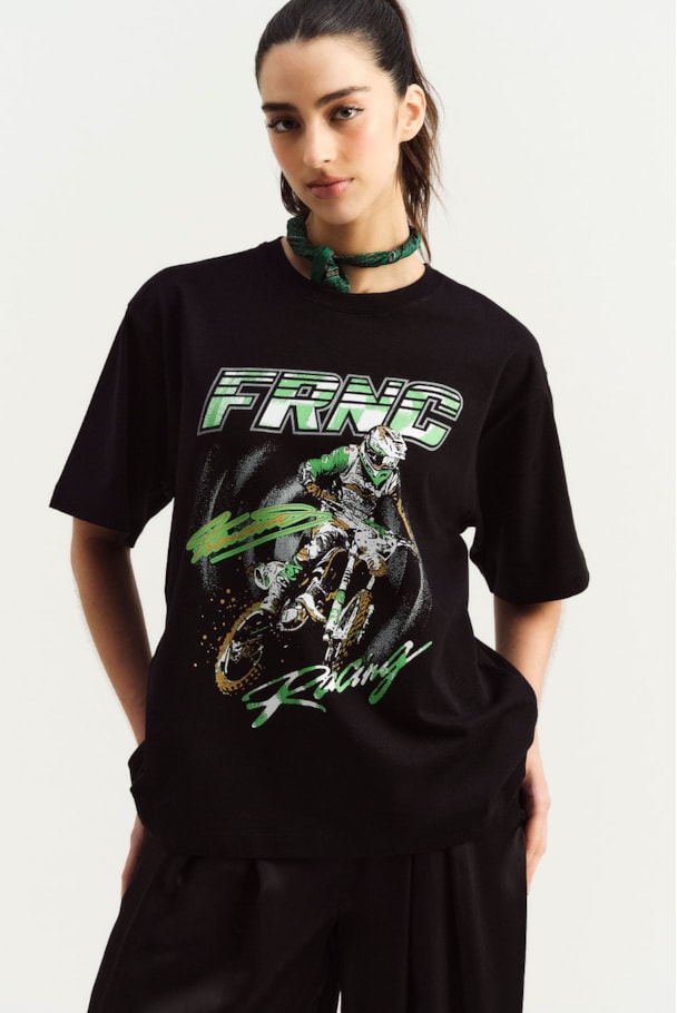 T SHIRT FRNC RACING BLACK - PRETO