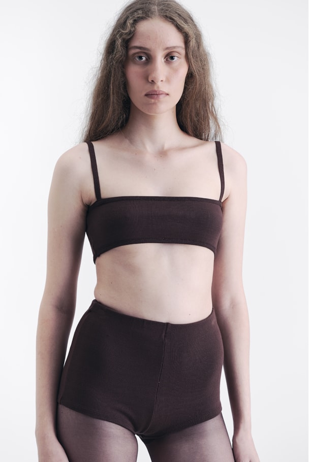 TOP TRICOT TUBULAR - MARROM