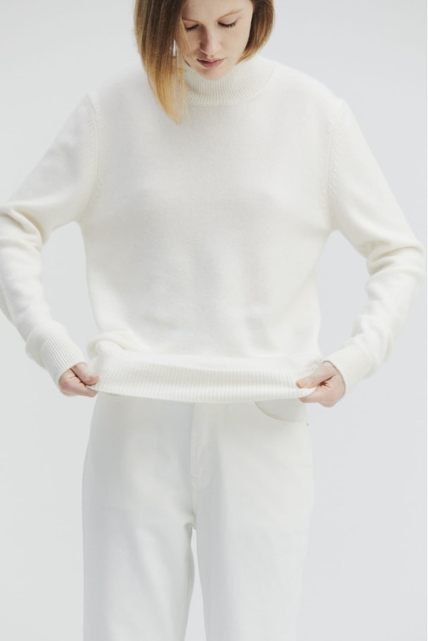 TRICOT CASHMERE GOLA - OFF WHITE