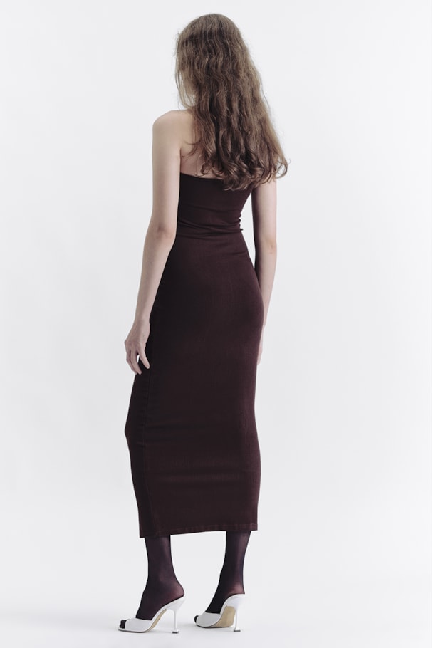 VESTIDO TRICOT TUBULAR - MARROM