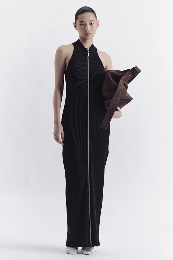VESTIDO TRICOT ZIPER - PRETO